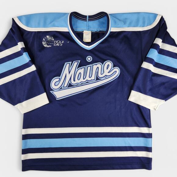 Vintage Maine Black Bears Hockey Jersey Men's Medium Blue White CCM Maska